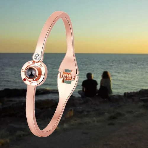 Vista 7 de MYOSPARK Pulsera con texto en inglés "I Love You" en 100 idiomas con texto en inglés "The Memory of Love", regalo para pareja, familia, mejores