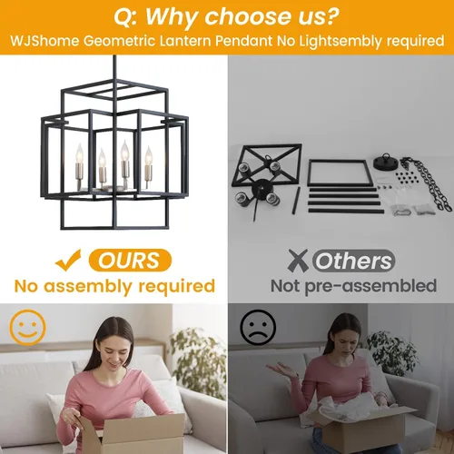 Vista 3 de Lámpara de araña de granja de 16.5 pulgadas, lámpara colgante de techo industrial de 4 luces, accesorios de iluminación modernos para vestíbulo