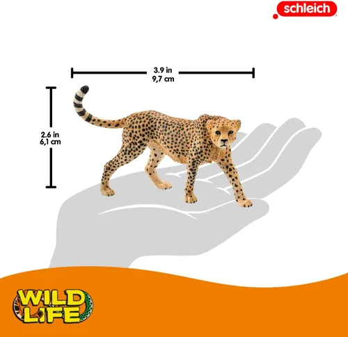 Vista 3 de Schleich Wild Life, figura de animal, juguetes de animales para niños y niñas de 3 a 8 años, guepardo femenino, a partir de 3 años