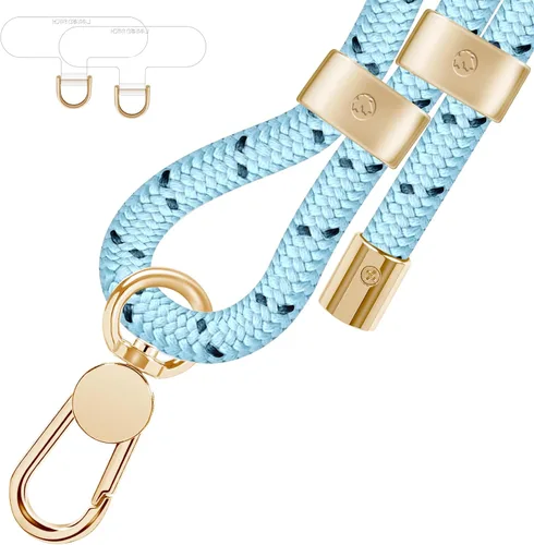 Vista 12 de UKON Cordón para teléfono celular, cordón bandolera y correa de muñeca, hebilla de metal premium con dijes para teléfono con 2 parches de correa