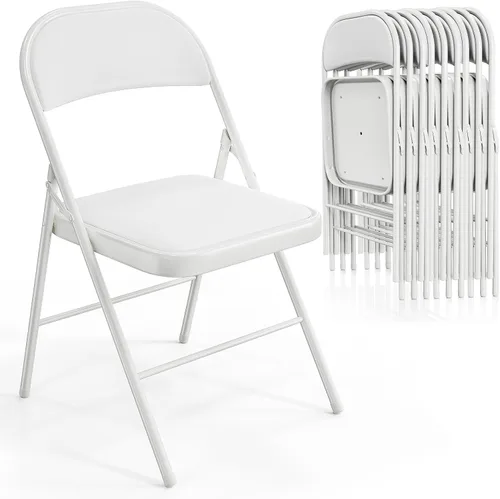 Vista 17 de VINGLI Paquete de 4 sillas plegables con asientos acolchados, marco de metal con asiento y respaldo de piel sintética, capacidad de 350 libras, Negro