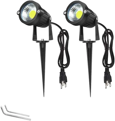 Vista 9 de Youngine - Juego de 2 luces LED COB de 5 W para exteriores IP65, impermeables, con soporte de púas y enchufe de EE. UU. para bandera al aire libre