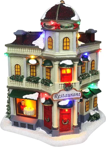Vista 8 de Aldea Navideña de Circo de Mesa - Aldea de Invierno Pre-iluminada con Nieve - Perfecta Adición a tus Decoraciones Navideñas de Interior - Gran Pieza
