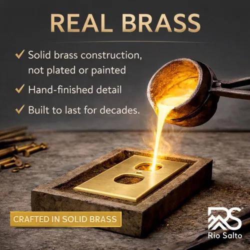 Vista 4 de Rio Salto BRASS Signature Collection MIDSIZE - Placa de pared de metal dorado para interruptor de luz o cubierta de tomacorriente, placa de pared