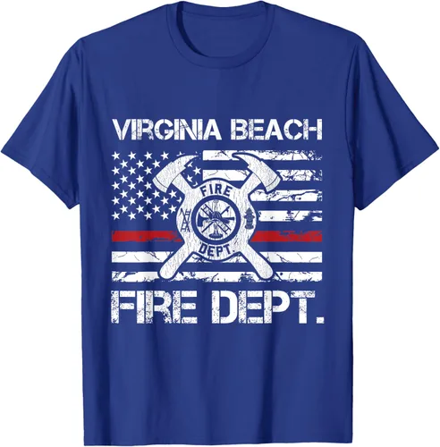 Vista 22 de Virginia Beach Virginia Fire Department - Camiseta delgada de línea roja, Negro