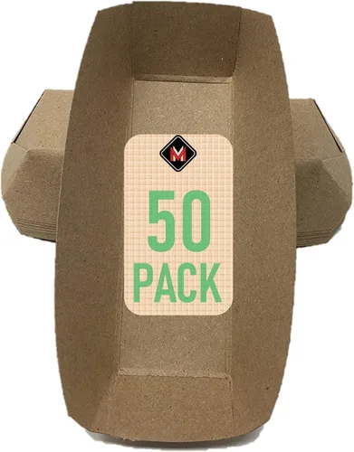 Vista 11 de Mr Miracle Bandeja de papel para perros calientes de 7 pulgadas en papel kraft. Paquete de 25. Desechable, reciclable y totalmente biodegradable.