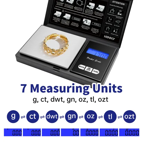 Vista 5 de Báscula digital de bolsillo de 7.05 oz/0.00 oz, báscula pequeña de alta precisión para joyería, mini, hierba, moneda, oro, comida de viaje portátil
