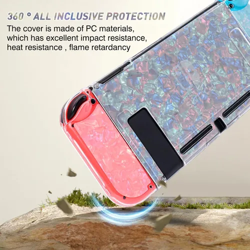 Vista 4 de DLseego Clear Glitter Protective Case for Switch Console 2017, Dockable Sparkle Crystal Bling Irregular Soft & Flexible TPU and Hard PC Shockproof