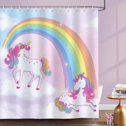 Vista 10 de Cortina de ducha Bonhause para niños ABC, linda decoración educativa del alfabeto animal para baño de niños pequeños, 72 x 72 pulgadas, tela
