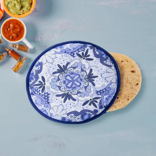 Vista 2 de Prepara Talavera - Calentador de tortillas, color azul, para microondas