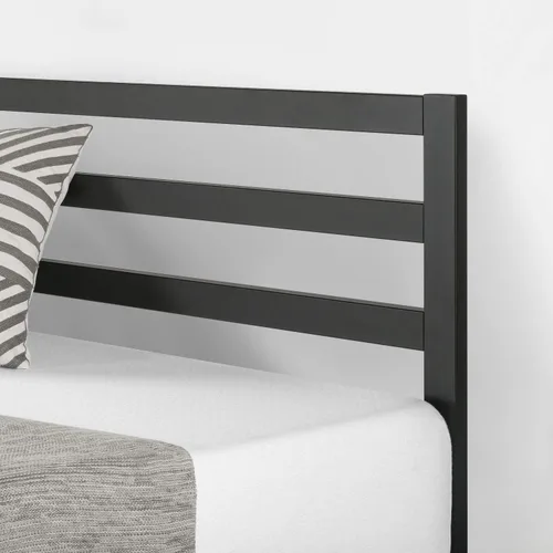 Vista 4 de Mellow Cama de plataforma de metal resistente de 14 pulgadas con cabecero, soporte de listones de madera, base de colchón (no necesita somier)