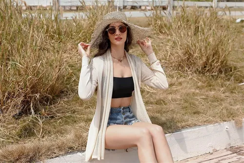 Vista 6 de Totatuit Cárdigan tipo kimono de verano para mujer, ligero, traslúcido, manga larga, parte delantera abierta, suéter de punto suelto, blusa casual