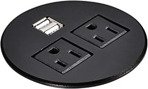 Vista 7 de Centro de alimentación para escritorio con certificación UL, con ojales, 2 puertos USB, caja de connetividad para mesa de conferencias