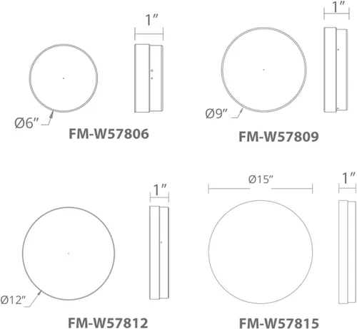 Vista 2 de WAC Lighting dweLED, Dot 6in LED Round Flush Mount 3000K en negro
