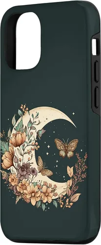 Vista 2 de Funda bohemia con diseño de luna creciente y mariposa para iPhone 15