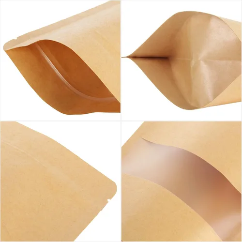 Vista 3 de 200 bolsas Kraft Ziplock de 5.9 x 8.7 pulgadas, bolsa de papel kraft reutilizable con muesca de desgarro y ventana mate para almacenamiento