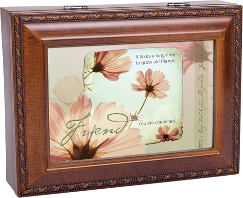 Vista 7 de Cottage Garden Old Friends Friendship - Joyero de madera sintética con diseño de grano de madera