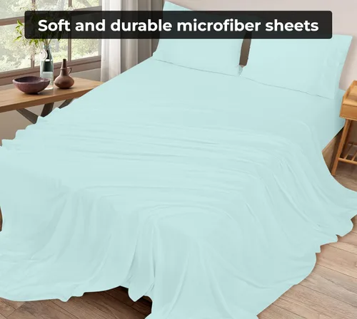 Vista 4 de Royale Linens Sábana Plana Individual – Sábanas Planas de Microfibra Cepillada Ultra Suave 1800 Solamente – Sin Arrugas y Resistentes a las Manchas