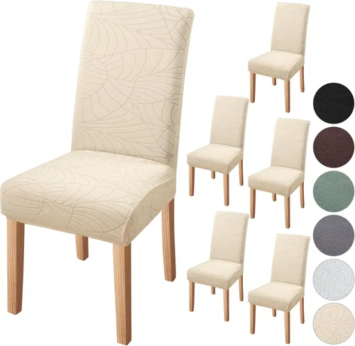 Vista 11 de Fuloon Paquete de 4 Fundas Protectoras para Asientos de Sillas de Comedor Super Ajustadas Elásticas Extraíbles Lavables Cortas para Hotel, Comedor