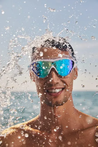 Vista 6 de ARENA Gafas de natación unisex para adultos, gafas de natación para hombres y mujeres, de gran ajuste, espejo de policarbonato/lente sin espejo
