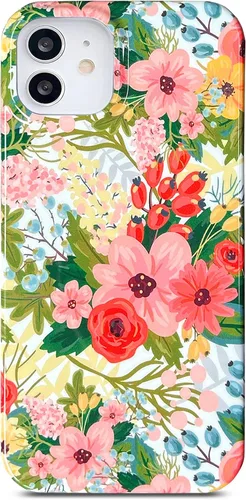 Vista 10 de J.west Funda floral para iPhone 12 y iPhone 12 Pro de 6.1 pulgadas, diseño de patrón de flores de TPU suave, parachoques a prueba de golpes