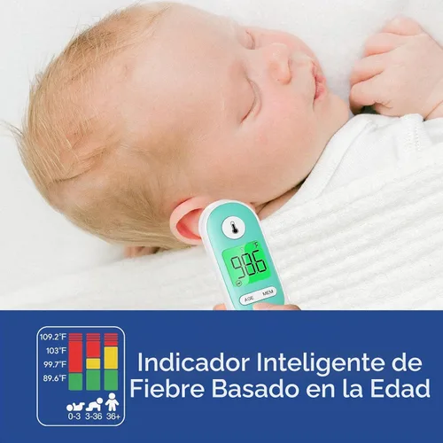 Vista 2 de Hellobaby Termómetro para bebé 3 en 1, oreja y frente con alerta ajustada