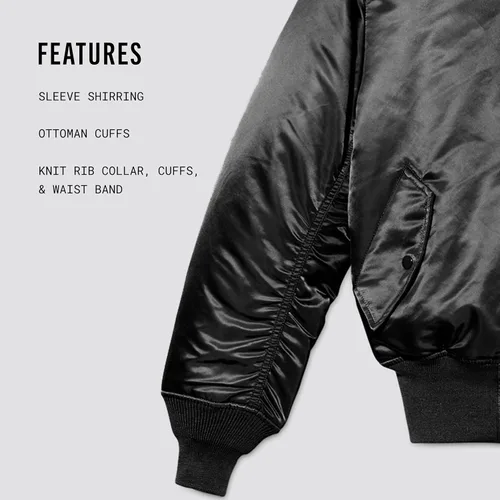 Vista 5 de Alpha Industries MA-1 Bomber Flight Jacket - Chaqueta de vuelo de piloto de combate Negro
