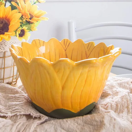 Vista 3 de Tazón de caramelo de 6 pulgadas, cuenco de aperitivos en forma de girasol.