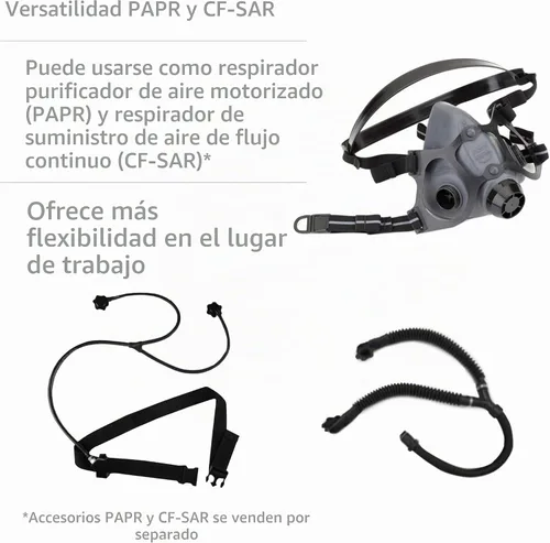 Vista 5 de NORTH Honeywell 550030M 5500 Series Low Maintenance Half Mask Respirators, Medium, 1' x 1' x 1