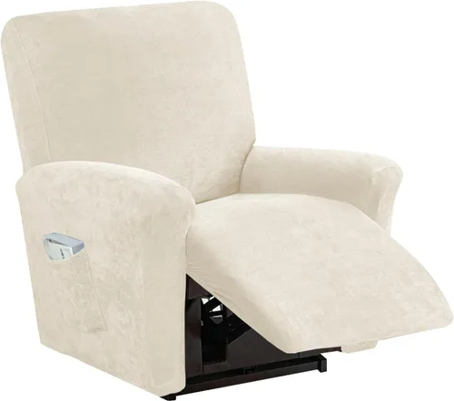 Vista 29 de vctops 4 fundas elásticas de felpilla de lujo para sillas reclinables, protector suave de muebles con parte inferior elástica para niños, gatos, Azul
