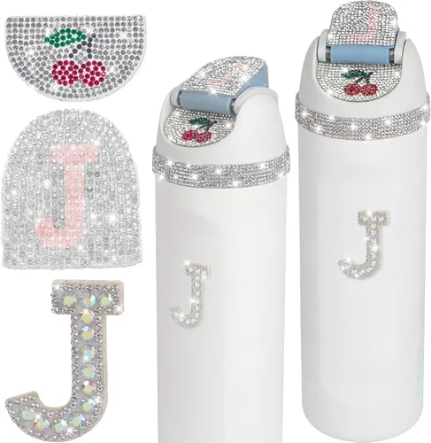 Vista 29 de JUNIQUTE 4 piezas de uso para botella de agua Owala de 16 onzas, 24 onzas, 32 onzas, 40 onzas, accesorios de letras de diamantes de imitación