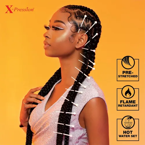 Vista 5 de Sensationnel X-pression - Trenza sintética preestirada – 10 piezas de trenza de 48 pulgadas, toda de kanekalon retardante de llama, trenza sintética