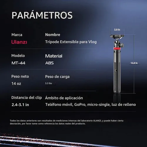 Vista 3 de ULANZI Trípode para teléfono abierto automático MT-44, soporte extensible Negro