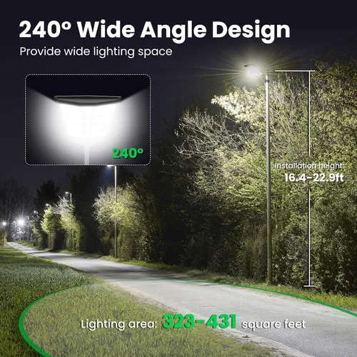 Vista 2 de 8000 W Luces de calle solares al aire libre - Luces solares al aire libre impermeables con sensor de movimiento, luces de estacionamiento
