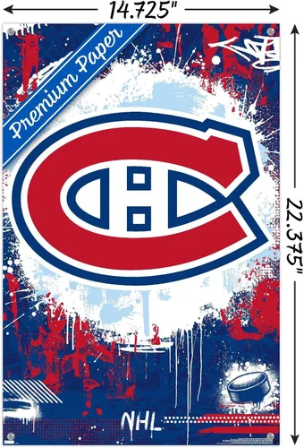 Vista 3 de Trends International NHL Montreal Canadiens - Póster de pared con logotipo Maximalist 23, 14.72 x 22.37 pulgadas, paquete de póster y alfiler premium