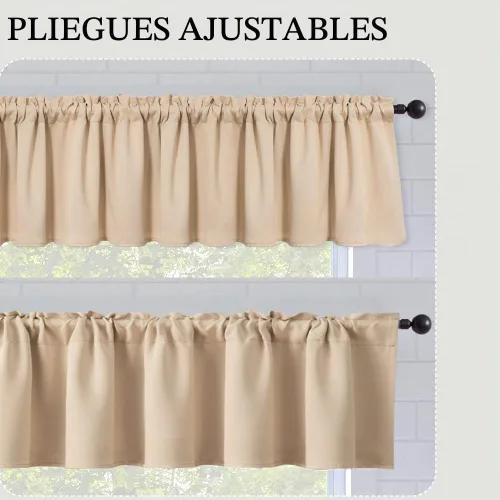 Vista 7 de MIULEE Cenefa opaca con bolsillo para cortinero, con aislamiento térmico, cortina corta para ventana pequeña y dormitorio, 42 x 18 pulgadas, 1 Beige