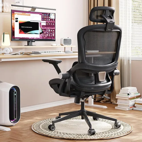 Vista 13 de Monhey Silla de oficina negra, silla de oficina ergonómica, silla de escritorio de oficina en casa para personas grandes y altas, silla
