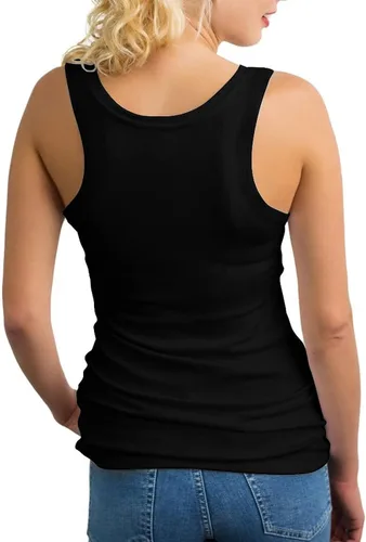 Vista 2 de Camiseta sin mangas para mujer, cuello redondo, de secado rápido, holgada, con espalda cruzada
