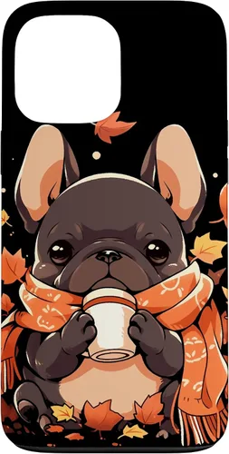Vista 24 de French Bulldog Fall Autumn Pumpkin Spice Latte Frenchie Dog Case for iPhone 17