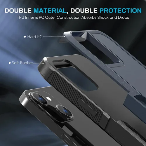 Vista 4 de MAXCURY Funda protectora para iPhone 14, iPhone 13, resistente a prueba de golpes, funda protectora de cuerpo completo, cubierta protectora de borde