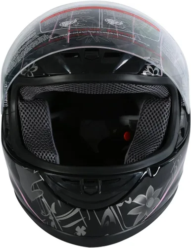 Vista 5 de TCT-MOTORPARTS - Casco de motocicleta con tapa abatible, de cara completa, certificado por el DOT, diseño de mariposa rosa y negro, casco deportivo