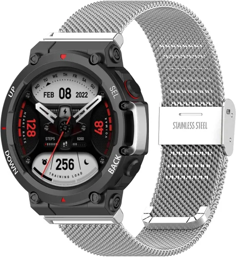 Vista 8 de TenCloud Correas compatibles con Amazfit T-Rex 2 Correa de reloj de liberación rápida, impermeable, correa de repuesto de acero inoxidable ajustable