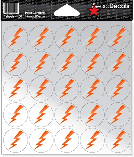 Vista 6 de Award Decals Juego de calcomanías de rayo (negro sobre transparente) (100 calcomanías de 1 pulgada), calcomanías originales Award Decals prémium