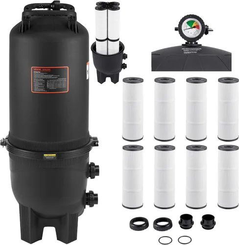 Vista 18 de VEVOR Depósito de filtro de piscina Pro 2026 y elemento para piscinas sobre el suelo y enterradas, sistema limpiador grande de 520-525 pies