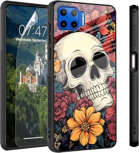 Vista 53 de Funda para Motorola Moto Edge 2022, cubierta trasera de vidrio templado con protector de pantalla, funda protectora a prueba de golpes para Motorola