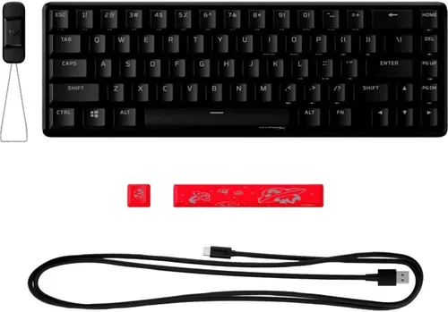 Vista 7 de HyperX Teclado mecánico para juegos 4P5D6AA Alloy Origins 65 (diseño de EE. UU.), paquete con mouse HyperX Pulsefire Haste (negro)