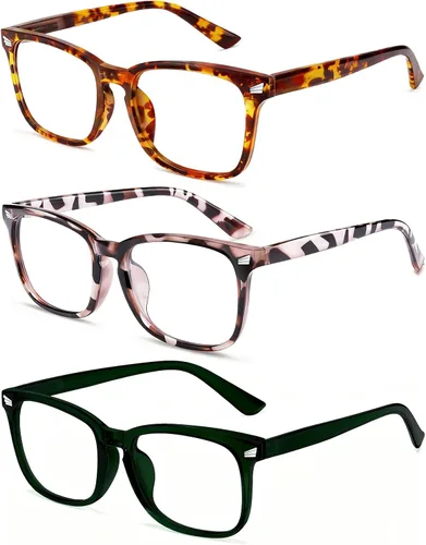 Vista 21 de Lentes de luz azul para mujeres y hombres 99% de bloqueo de luz azul para computadora, juegos, televisión, pantalla de teléfono, marco cuadrado