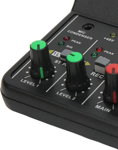 Vista 8 de Mezclador de dos canales más barato, mezclador de sonido pequeña interfaz de grabación de audio, 2 canales mezclador de audio USB 48V Power Compact