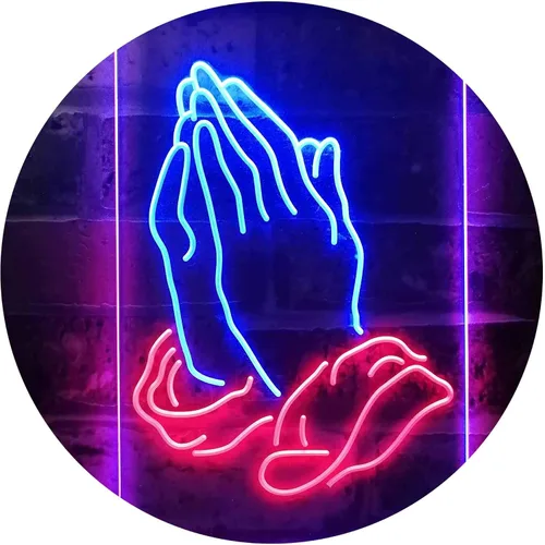 Vista 16 de ADVPRO Praying Hands Home Display Dual Color LED Neon Sign Blue & Red 8.5" x 12" st6s23-i3264-br