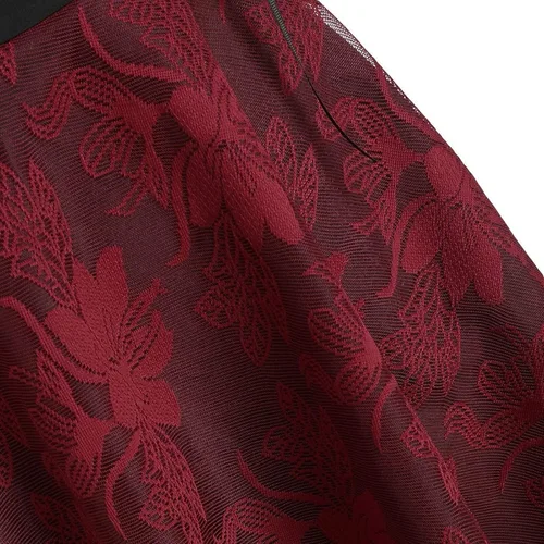 Vista 5 de Vestido vintage steampunk para mujer, con tirantes delgados, vestido de encaje floral, vestido alto y bajo, vestido Lolita para Halloween